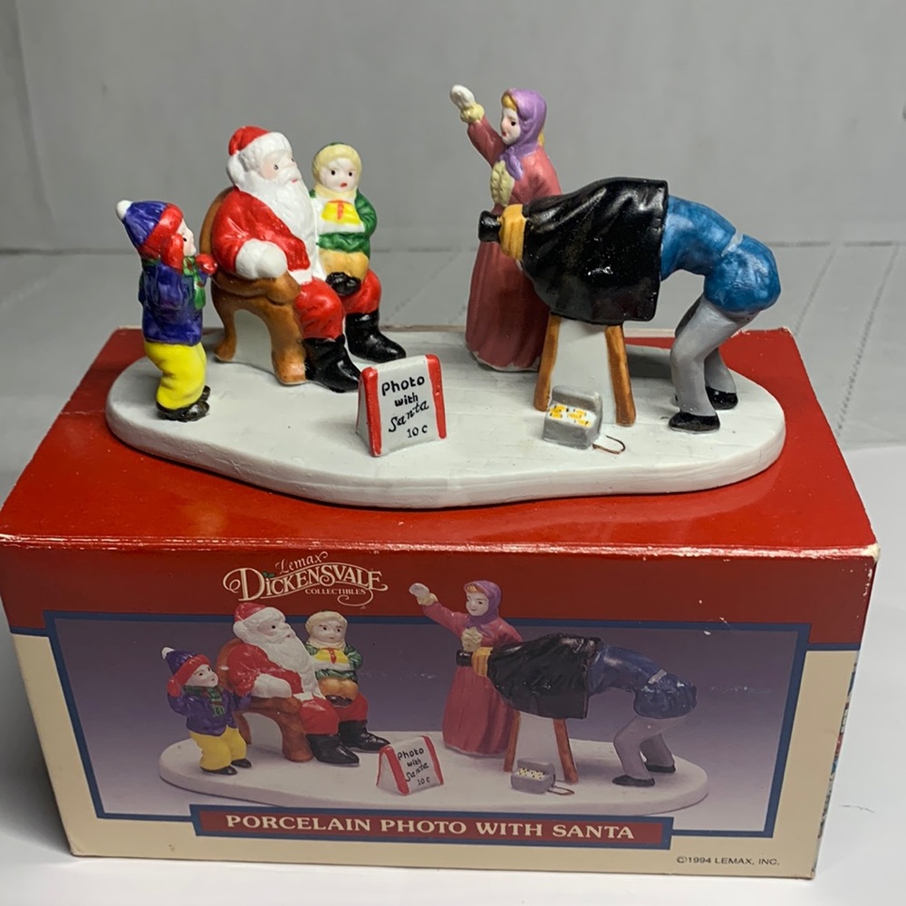 Lemax Dickensvale Porcelain Photo With Santa Claus Retired 1994 VTG Boxed
